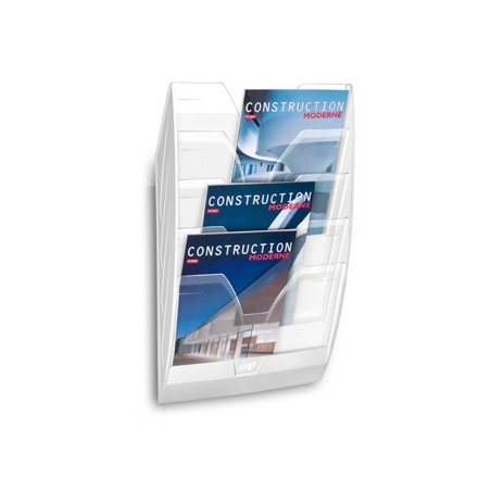Expositor mural cep de pared con 5 compartimentos transparente y blanco 580x122x350mm