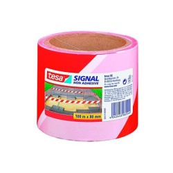 Cinta de señalizacion tesa rojo y blanco 100mt x 80 mm