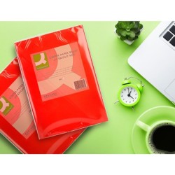 Papel color q-connect din a4 80gr rojo intenso paquete de 500 hojas
