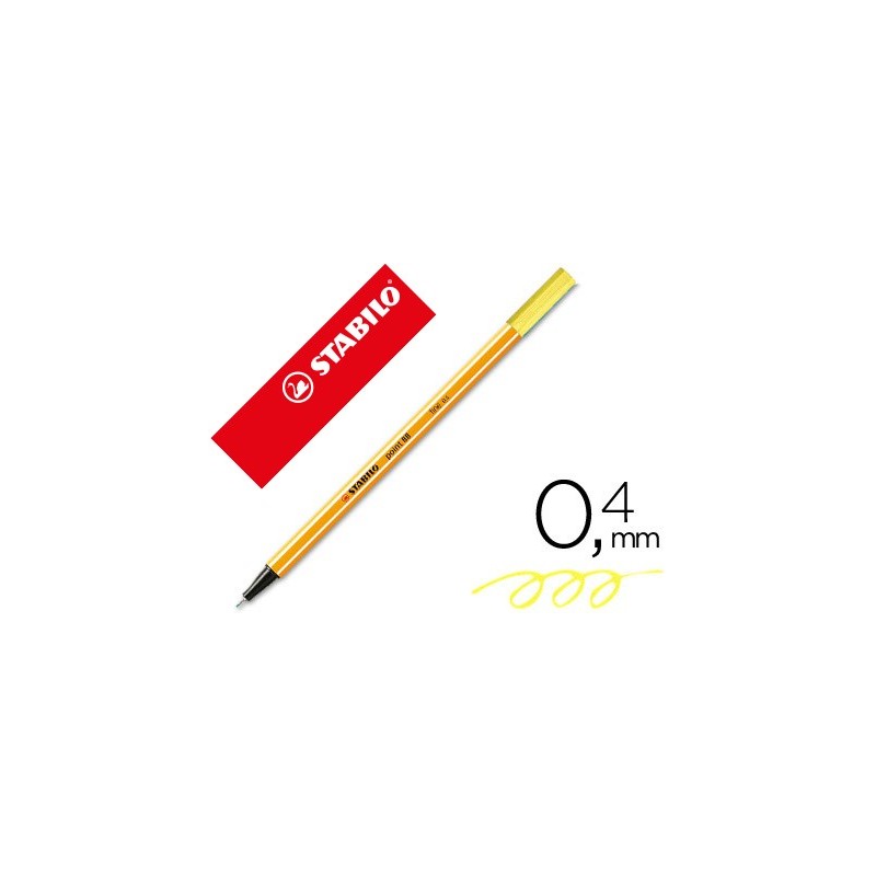 Rotulador stabilo punta de fib ra point 88 amarillo neon punta fina 0,4mm Rotulador stabilo punta de fib ra point 88 amarillo neon punta fina 0,4mm