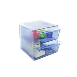Archicubo archivo 2000 2 cajones organizador modular plastico azul transparente 190x150x150 mm