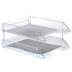 Bandeja sobremesa archivo 2000 plastico transparente cristal sin varillas 340x260x60 mm