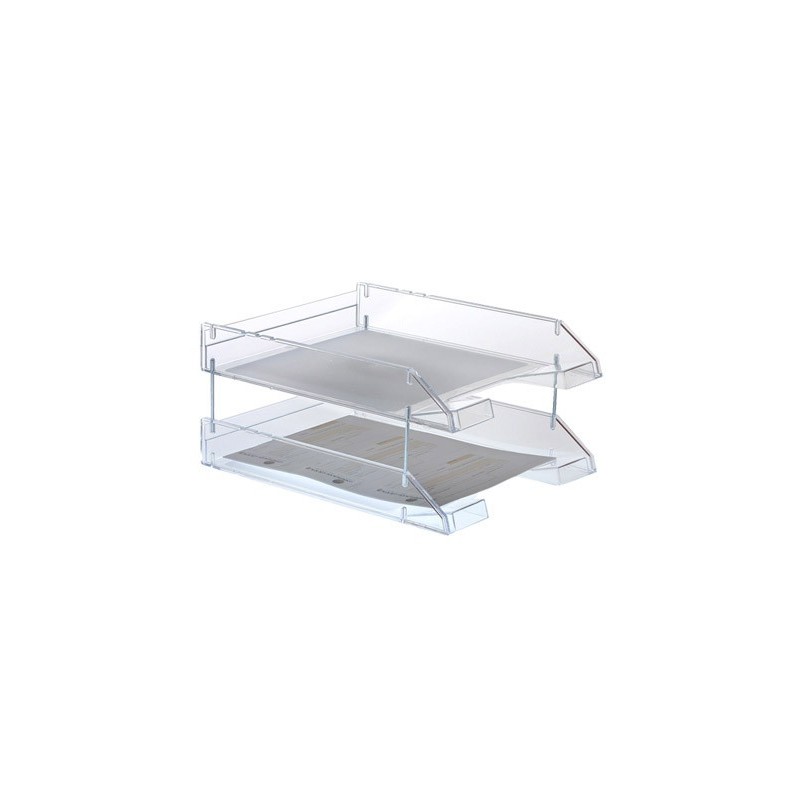 Bandeja sobremesa archivo 2000 plastico transparente cristal sin varillas 340x260x60 mm