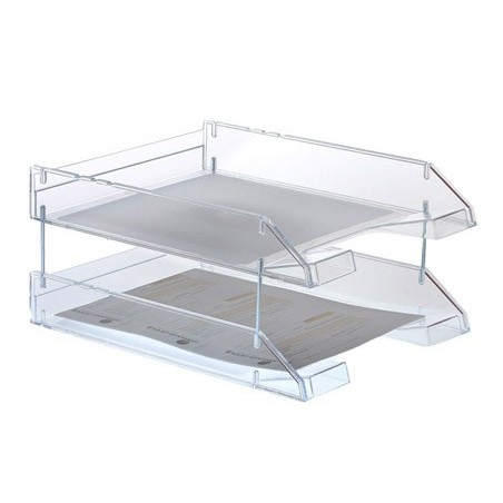Bandeja sobremesa archivo 2000 plastico transparente cristal sin varillas 340x260x60 mm