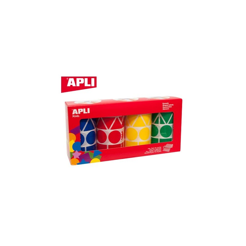 Gomets apli figuras surtidas t amaño xl pack de 4 rollos colores surtidos 5428 unidades