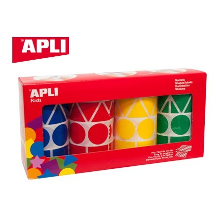 Gomets apli figuras surtidas t amaño xl pack de 4 rollos colores surtidos 5428 unidades
