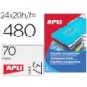Etiqueta adhesiva apli 1224 transparentes tamaño 70x37 mm para fotocopiadora laser caja 20 hojas con 480 etiquetas