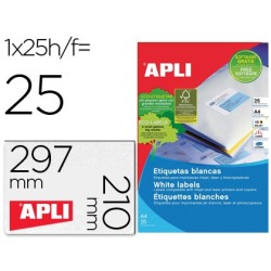 Etiqueta adhesiva apli 1215 210x297 mm para fotocopiadora laser ink-jet caja con 25 hojas