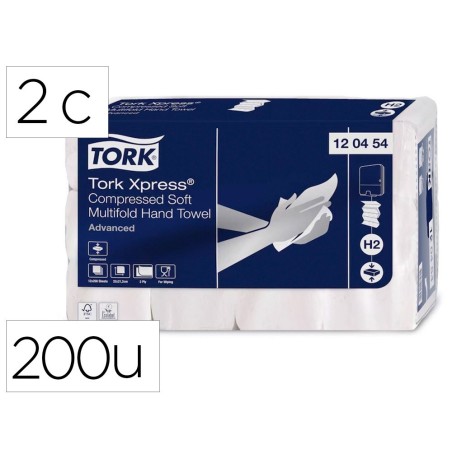 Toalla de papel engarzada 2 capas 21x32 cm paquete de 200 unidades para dispensador h2