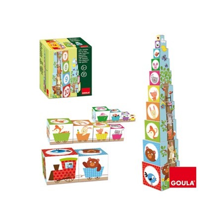 Juego diset didacticos cubos apilables figuras del bosque