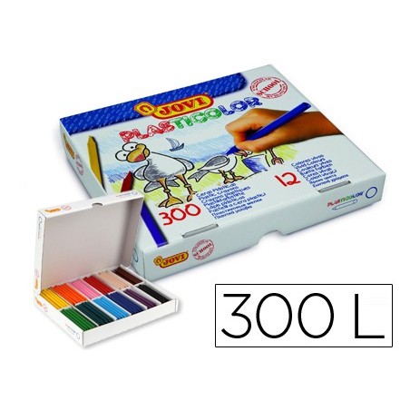 Lapices cera jovi plasticolor caja de 300 unidades 25 colores surtidos