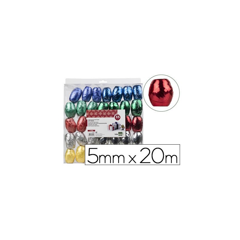 Cinta fantasia liderpapel barrilete 5 mm x 20 mt colores metalizados surtidos