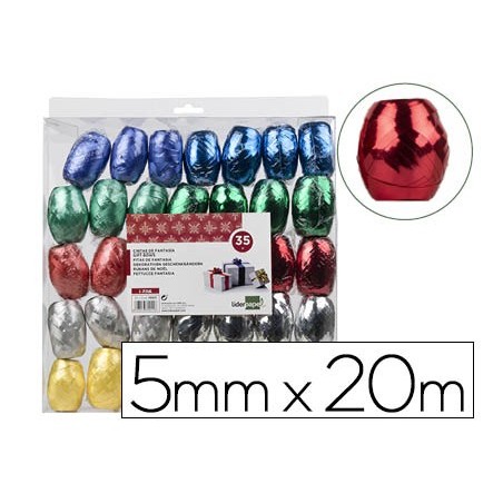 Cinta fantasia liderpapel barrilete 5 mm x 20 mt colores metalizados surtidos