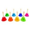 Campanita pequeña amaya de mano con mango tradicional escala diatonica set de 8 unidades colores surtidos