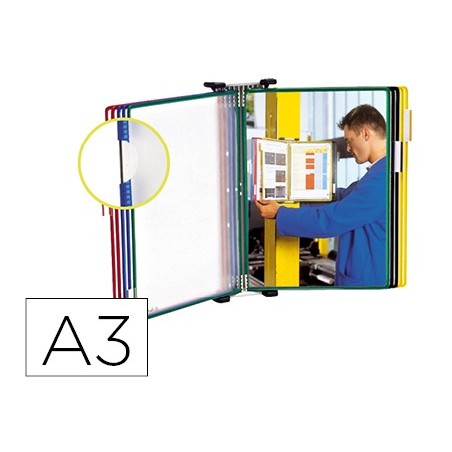 Clasificador de pared metal con 10 fundas tamaño a3 colores surtidos