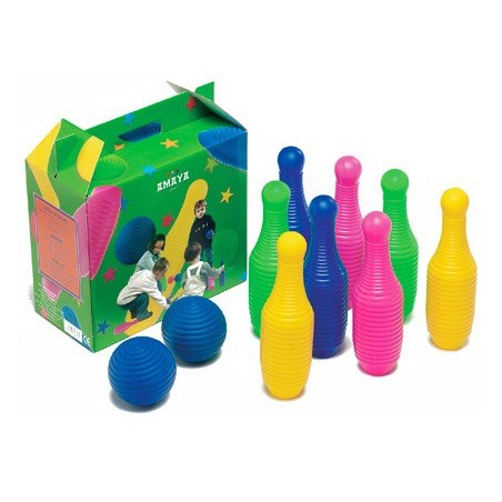 Bolo amaya de polietileno alto 26 cm incluye 8 bolos y 2 pelotas