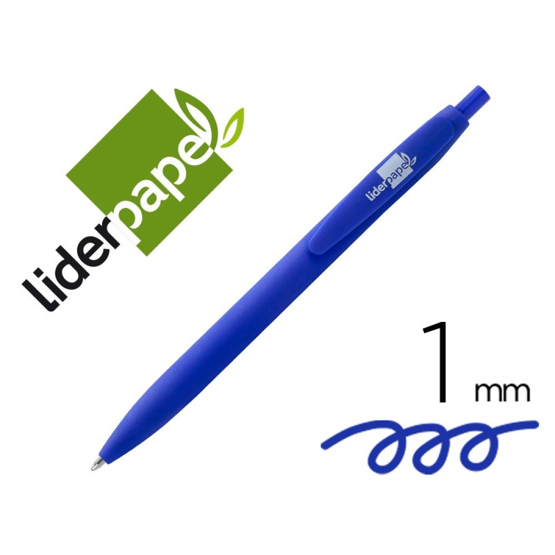 Boligrafo liderpapel soft touch retractil 1 mm tinta azul