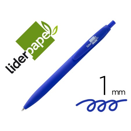 Boligrafo liderpapel soft touch retractil 1 mm tinta azul
