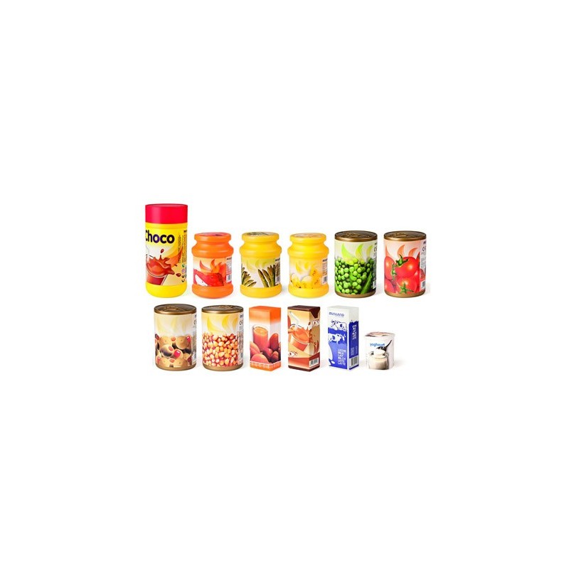 Juego miniland alimentos envasados 12 piezas