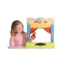 Teatro fiesta crafts de sobremesa marionetas en madera y tela una cara 45x47 cm