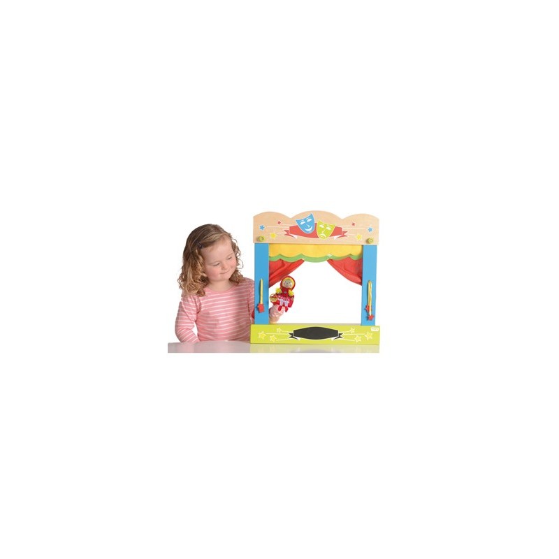 Teatro fiesta crafts de sobremesa marionetas en madera y tela una cara 45x47 cm
