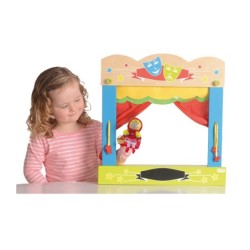 Teatro fiesta crafts de sobremesa marionetas en madera y tela una cara 45x47 cm