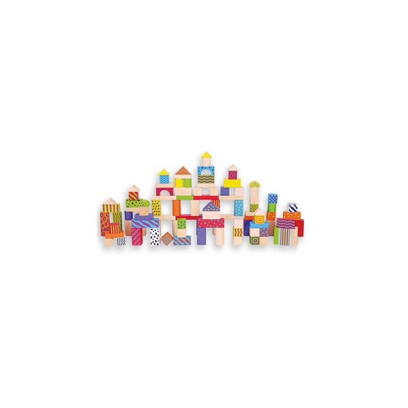 Juego andreutoys bloques maderas 100 piezas 22,5x22 cm