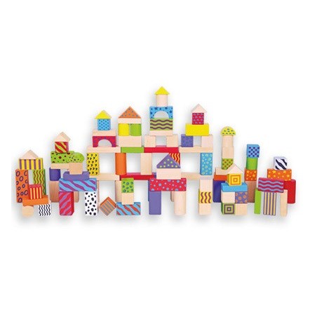 Juego andreutoys bloques maderas 100 piezas 22,5x22 cm