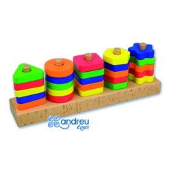 Juego andreutoys manipulacion 25 piezas geometricas  12 plantillas doble cara 32,8x19,2x7,1 cm
