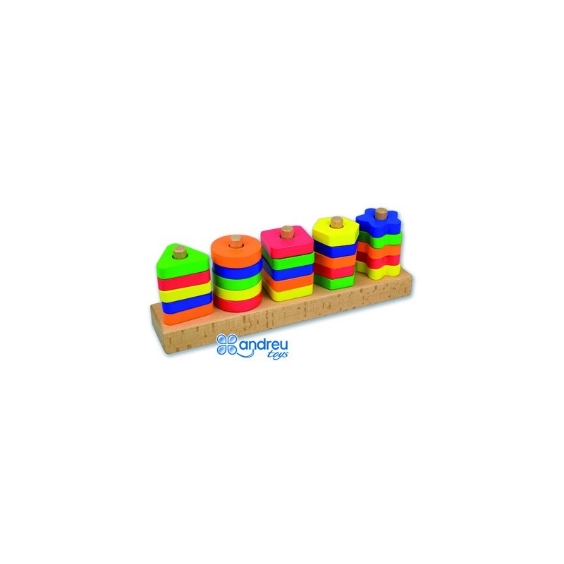 Juego andreutoys manipulacion 25 piezas geometricas  12 plantillas doble cara 32,8x19,2x7,1 cm
