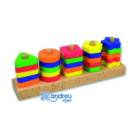 Juego andreutoys manipulacion 25 piezas geometricas  12 plantillas doble cara 32,8x19,2x7,1 cm