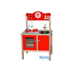 Juego andreutoys cocina madera con complementos 53,5x29,5x83 cm