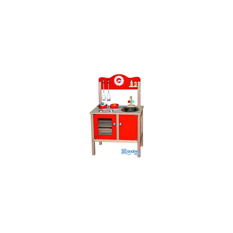 Juego andreutoys cocina madera con complementos 53,5x29,5x83 cm