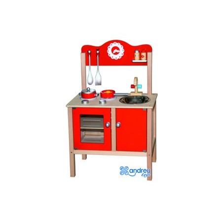 Juego andreutoys cocina madera con complementos 53,5x29,5x83 cm