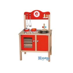 Juego andreutoys cocina madera con complementos 53,5x29,5x83 cm