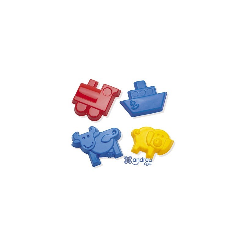 Juego dantoy moldes arena 4 modelos 12 cm caja de 32 unidades surtidas