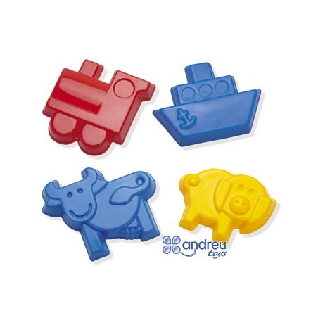 Juego dantoy moldes arena 4 modelos 12 cm caja de 32 unidades surtidas