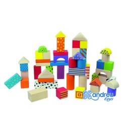 Juego andreutoys construccion bloques madera 50 piezas 18x18 cm