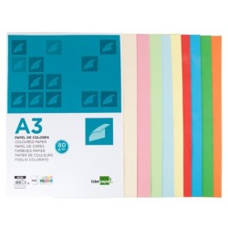 Papel color liderpapel a3 80gr 10 colores surtidos paquete 100 hojas