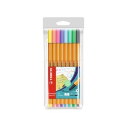 Rotulador stabilo punta de fibra point 88 estuche de 8 colores surtidos pastel
