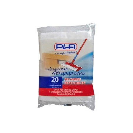 Recambio mopa pla atrapapolvo desechable grande 40x30 cm bolsa de 20 unidades