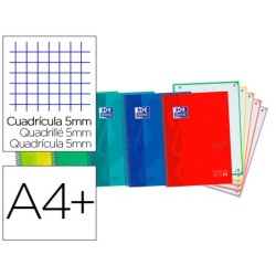 Cuaderno espiral oxford ebook 5 tapa extradura din a4 120 h microperforadas cuadro 5 mm colores vivos surtidos