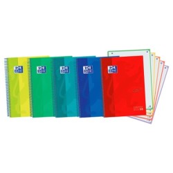 Cuaderno espiral oxford ebook 5 tapa extradura din a4 120 h microperforadas cuadro 5 mm colores vivos surtidos