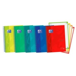 Cuaderno espiral oxford ebook 4 tapa extradura din a5 120 h microperforadas cuadro 5 mm colores vivos surtidos