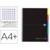 Cuaderno espiral oxford ebook 5 tapa extradura din a4 100 h con separadores cuadricula 5 mm black'n colors verde