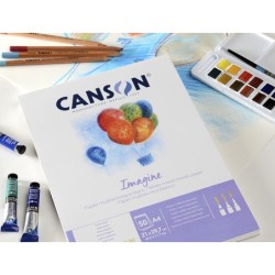 Bloc dibujo multitecnicas canson imagine din a4 encolado liso 21x29,7 cm 50 hojas 200 gr/m2