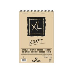 Bloc dibujo esbozo canson xl kraft din a3 kraft rayado beige espiral 29,7x42 cm 60 hojas 90 gr/m2