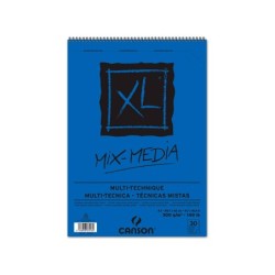 Bloc dibujo acuarela canson xl mix media grano medio din a3 microperforado espiral 29,7x42cm 30 hojas 300 gr/m2