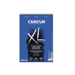 Bloc dibujo acuarela canson xl mix media grano medio din a4 microperforado espiral 21x29,7 cm 30 hojas 300 gr/m2