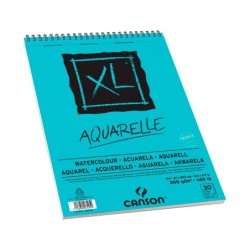 Bloc dibujo acuarela canson xl aquarelle grano fino din a4 microperforado espiral 21x29,7 cm 30 hojas 300 gr/m2